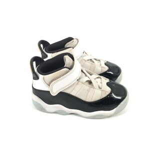 Nike Air Jordan 6 Rings Defining Moment Sneakers Size 8C Baby White Black Blue